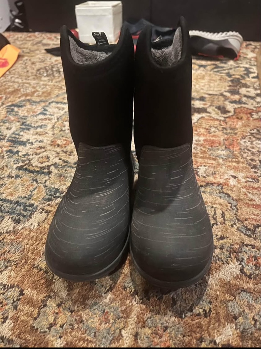 Kids Black Insulated Rain & Snow Boots
